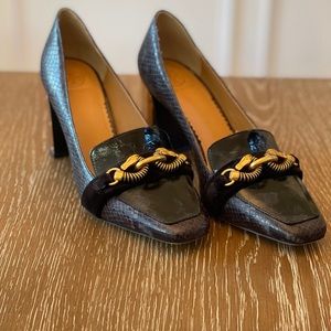 Tory Burch Jessa Snake Black Leather Pump